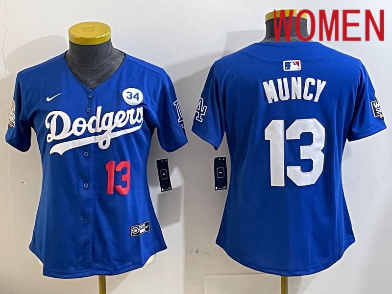 Women Los Angeles Dodgers 13 Muncy Blue Game 2024 Nike MLB Jersey style 11212